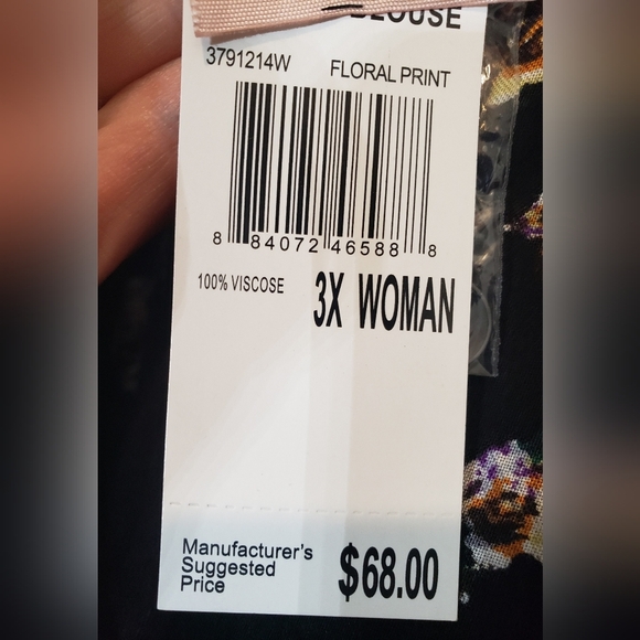 Philosophy Woman Viscose Floral Print Blouse Black Yellow White Size 3X - Picture 4 of 16